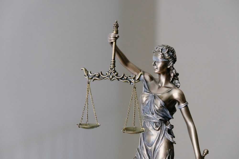 A figurine signifying justice and law