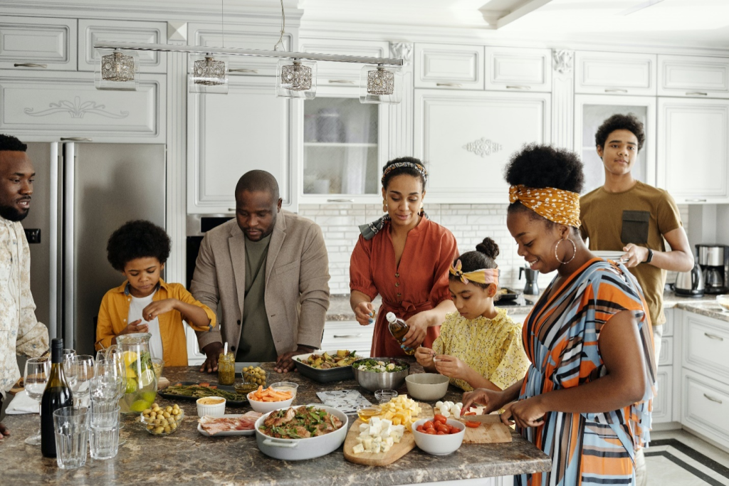 A blended family spending quality time together