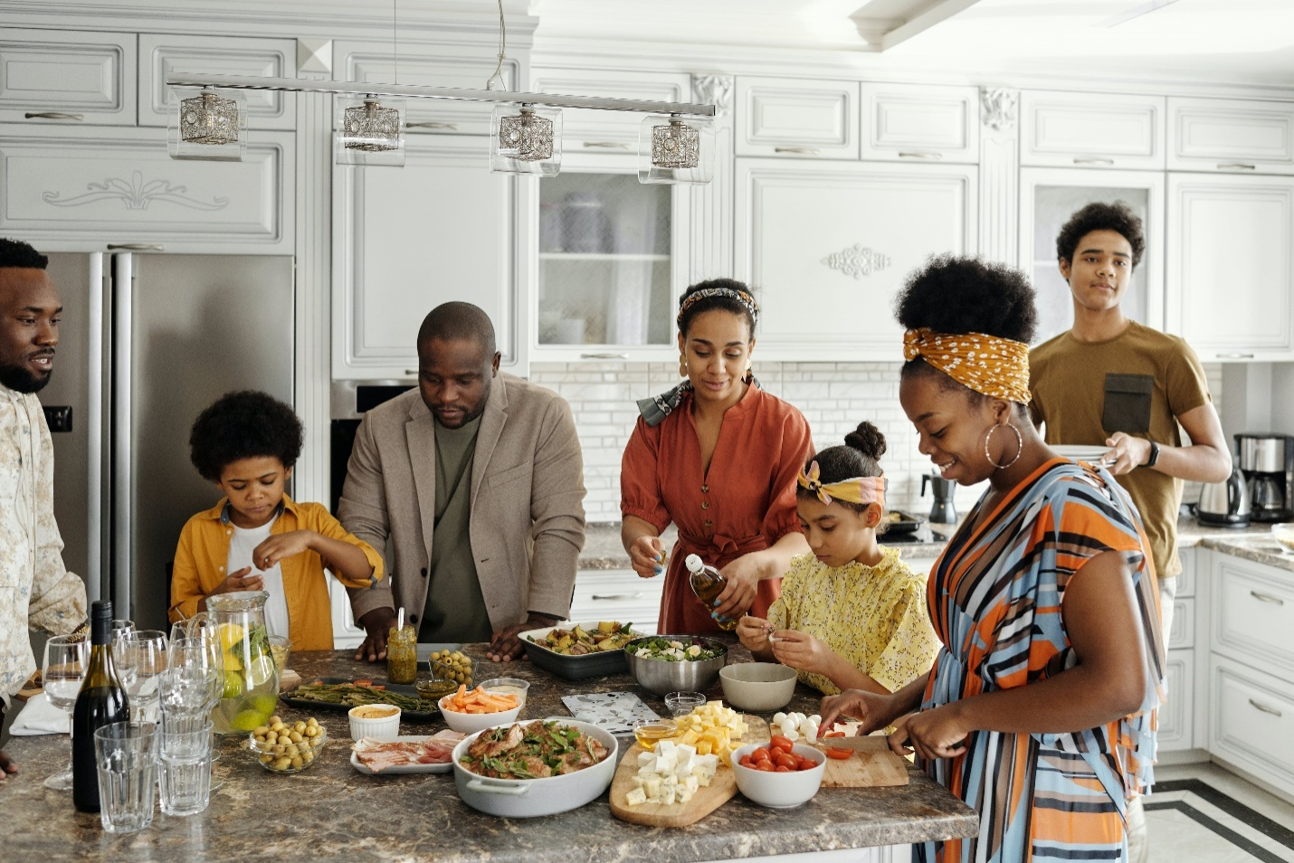 A blended family spending quality time together