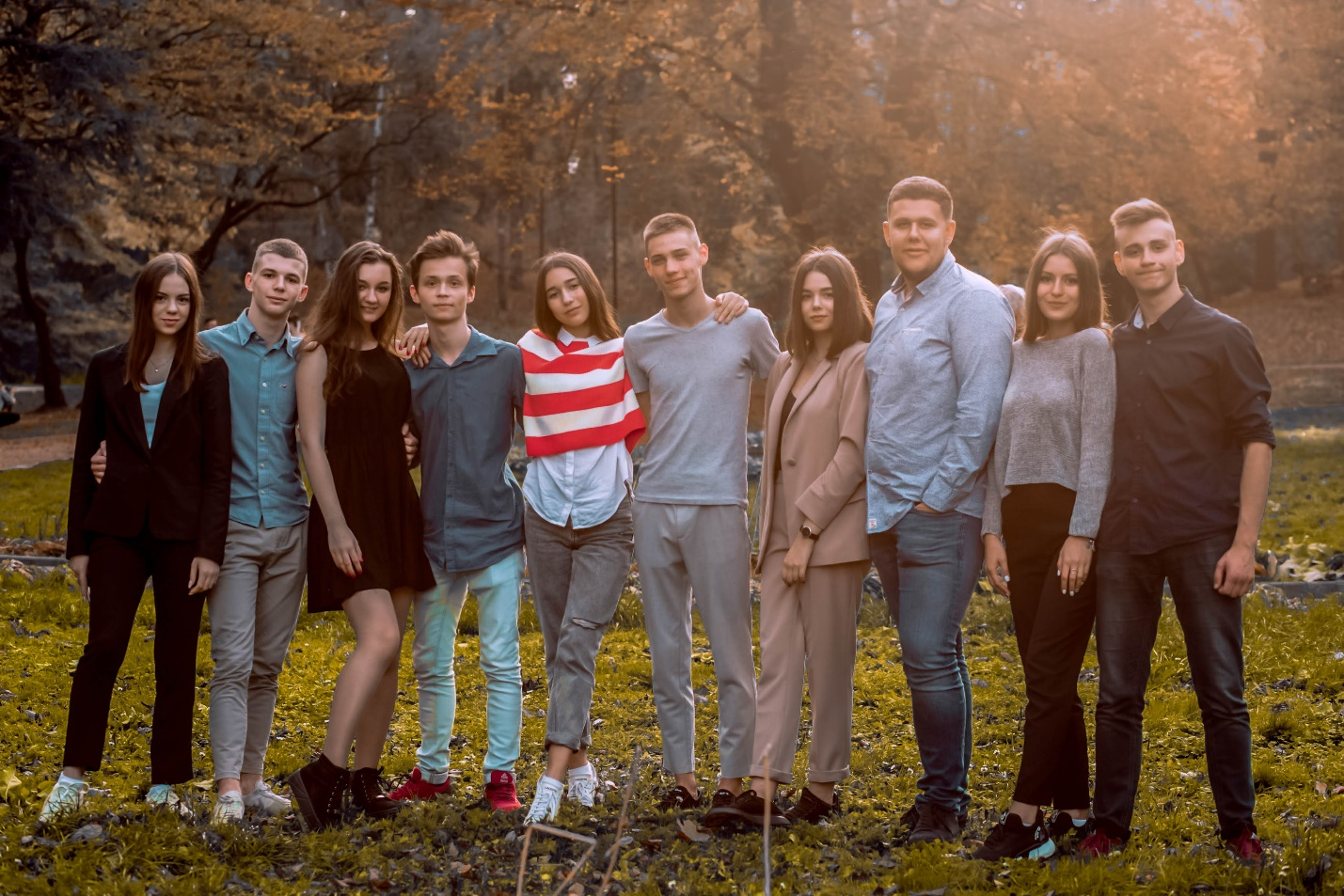 Kids of a blended family posing for a photo