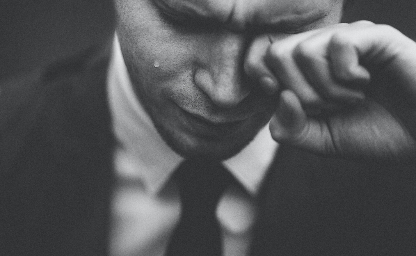 Close-up of a man crying