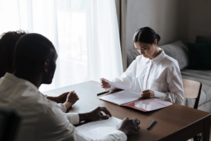 Couple Talking to Family Law Attorney