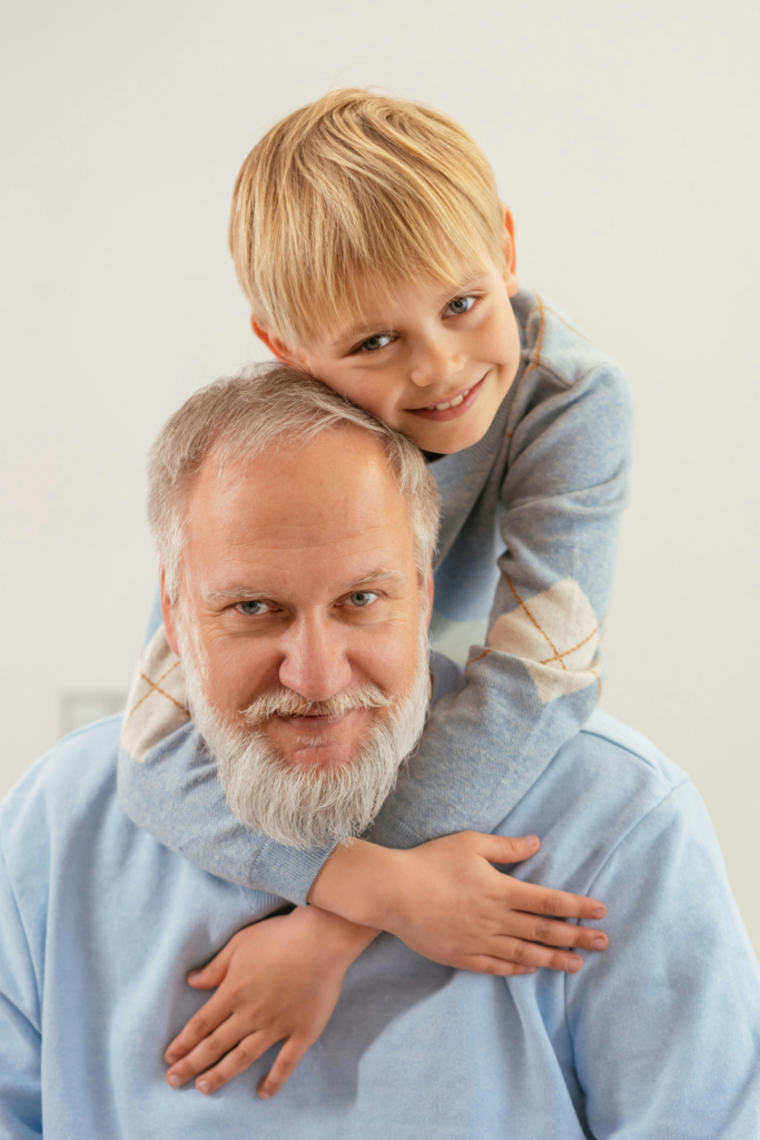 A grandfather with his grandson