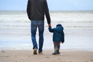  A kid and his father holding hands