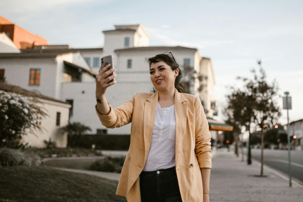 A woman on a video call