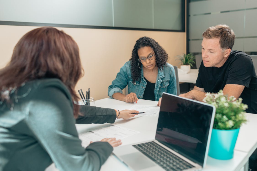 A couple discussing their estate plan with a lawyer