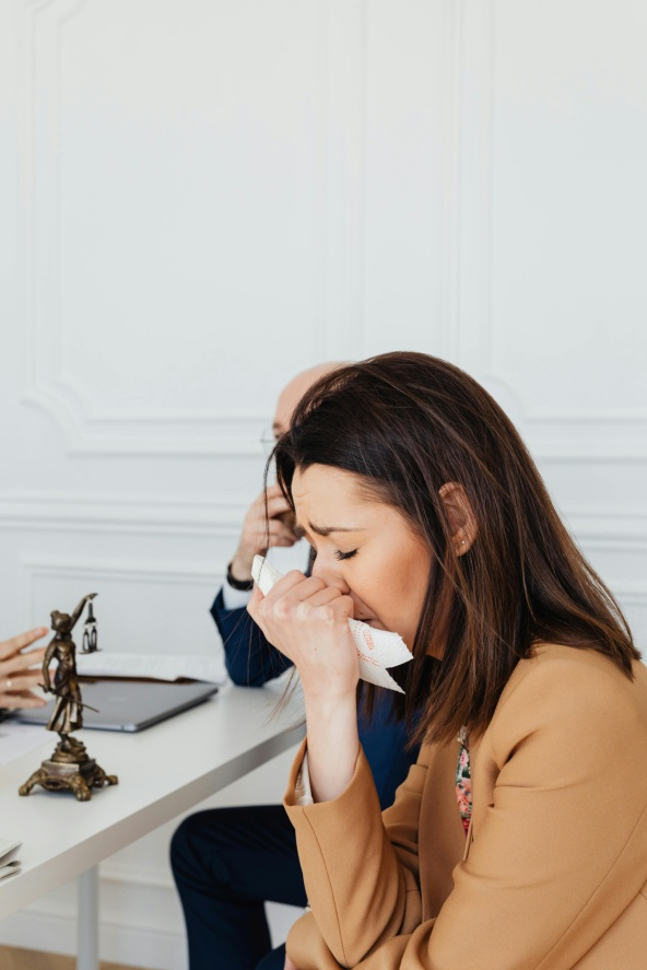 A woman holding a tissue paper