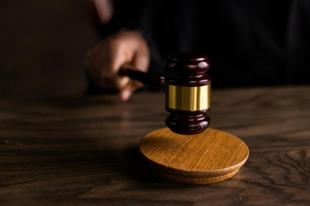 A judge holding a gavel