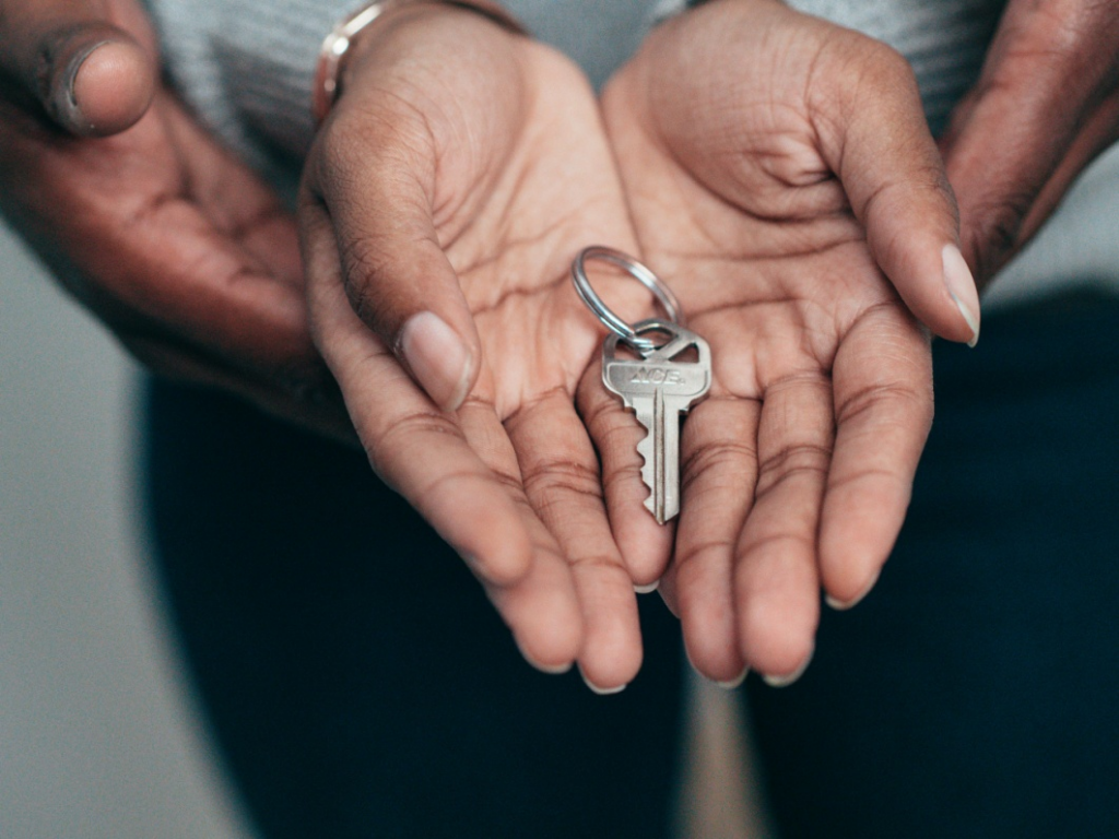 A key on a person's hands